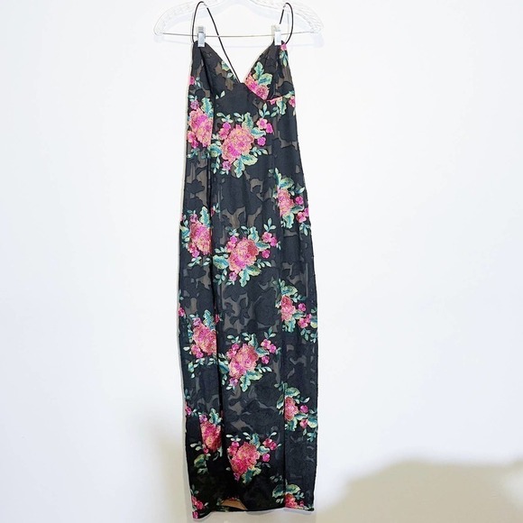 Michael Costello x Revolve Savannah Gown Black Embroidered Dress SZ S MINT - Picture 3 of 10
